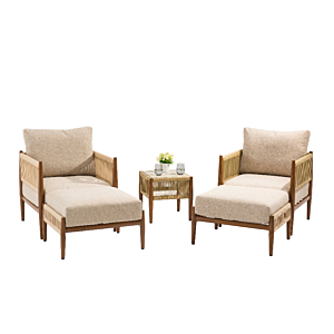 Set Relax OSLO 2 Fauteuils +2 Reposes pieds et Table Basse - Beige Relax