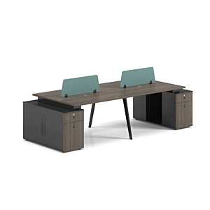 Bureau WORKSTATION RESPECT 4 Places - Marron / Gris Table de Réunion