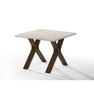 Table De Coin MARCELLA - Blanc / Marron Table d'appoint