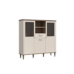 Vitrine LACETTI 145 cm - Beige / Crème Vitres et bibliothèques