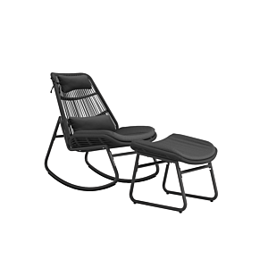 Chaise Relax + Repose Pieds ALICIA - Gris Foncé