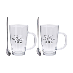 Lot De 2 Verres Latte Macchiato Avec Cuillères - Blanc Tasses et mugs