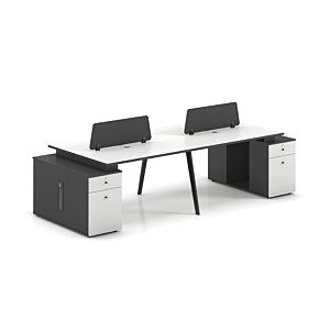 Bureau WORKSTATION RESPECT 4 Places - Blanc Table de Réunion