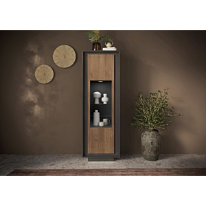 Vitrine 1 Porte SKY - Noir / Marron