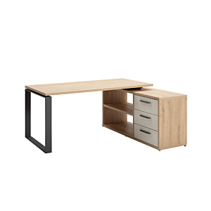 BUREAU DISEGNO ART AVEC CREDENCE Et 3 TIROIRS - Blanc crème / Beige Bureau Professionnel