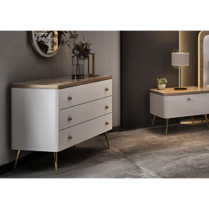 Commode LIDYA - Blanc / Beige