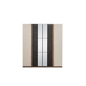 ARMOIRE ADEN 4 PORTES Avec Miroir - Blanc / Marron Armoires