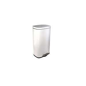 Poubelle 30L À Pédale Rectangulaire - Blanc Mat Poubelles de salle de bain