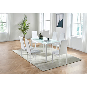 Set table à manger MIRO avec 6 chaises - Blanc