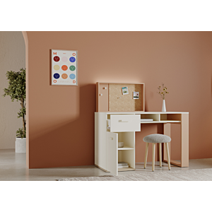 BUREAU CAMILLIA 1PORTE +1 TIROIR+ 2NICHES - Beige