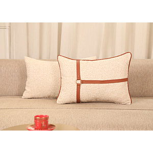 Coussin Bouclette Similicuir 50x10cm - Beige