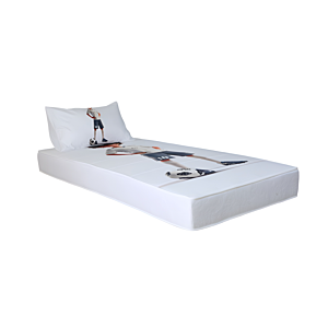 Pack Matelas Eco Imprimé + Oreiller 90x190cm - Blanc / Gris Matelas