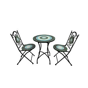 SET MOSAÏQUE TABLE + 2 CHAISES CLASSIC CHARM - Bleu / Vert Table de jardin