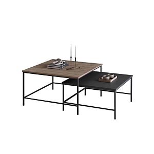 SET 2 TABLES BASSE FIORENZA - Noir / Marron Table basse