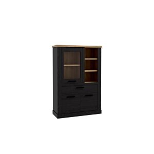 VITRINE BLACK DURO 161cm - Chêne / Noir Vitres et bibliothèques