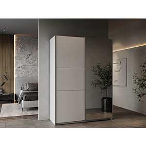 ARMOIRE GHOST 2 Portes coulissantes + Miroir - Blanc