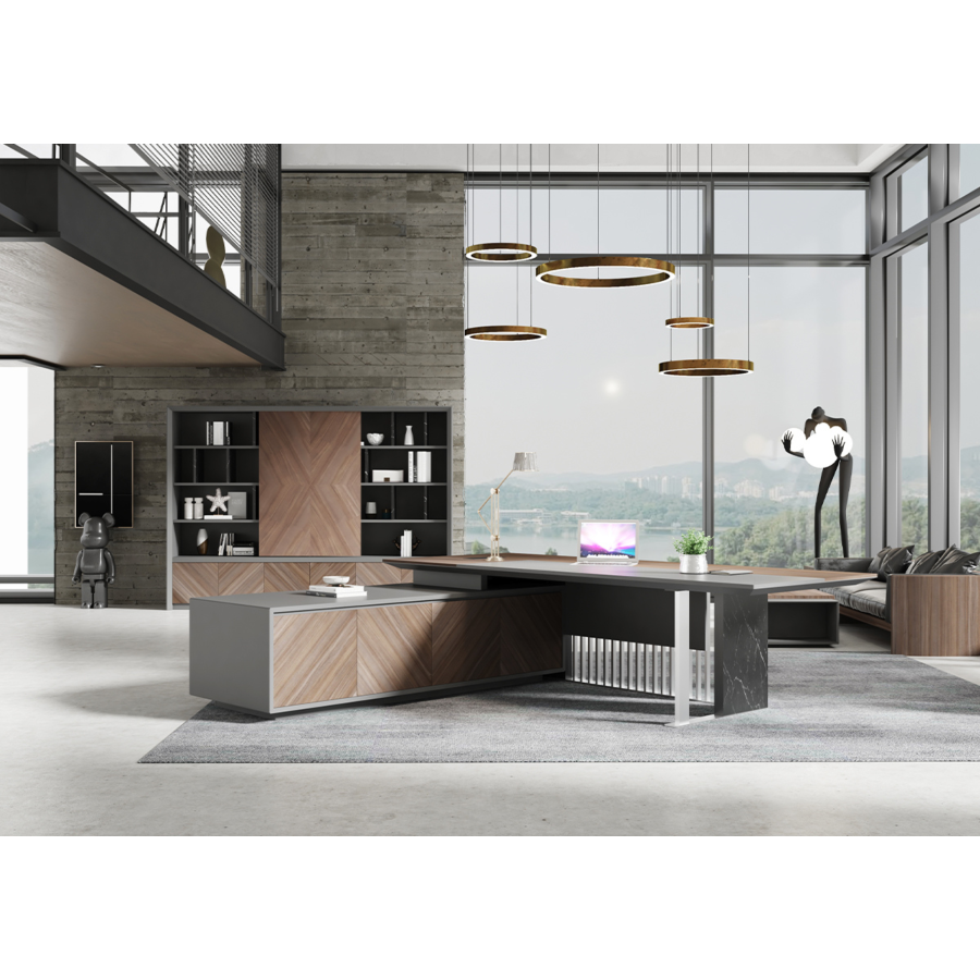 BUREAU PRESIDENTIEL Gauche EMBASSY PRIME - Marron / Gris Bureau Professionnel