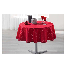 Nappe Ronde Imprim E Shantung Rouge Argent Kitea Maroc