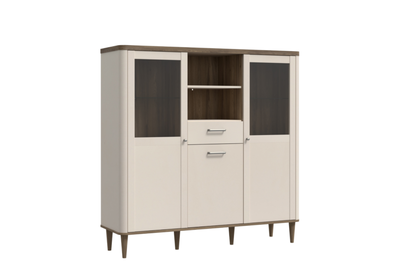 Vitrine LACETTI 145 cm - Beige / Crème