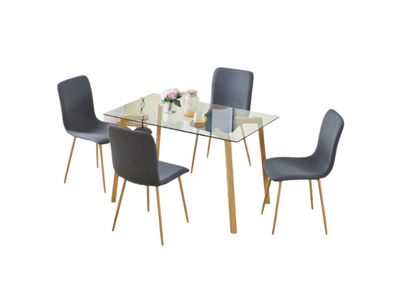 SET TABLE À MANGER PUNE + 4 CHAISES - Beige / Gris