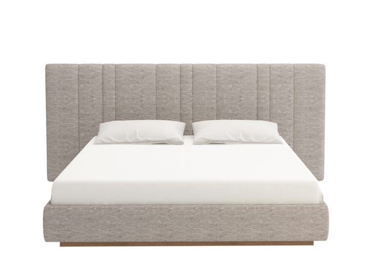 LIT LIONTE 180x200 Avec Sommier + Tête De lit Mobile - Gris