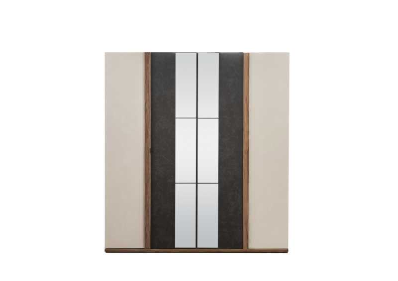 ARMOIRE ADEN 4 PORTES Avec Miroir - Blanc / Marron