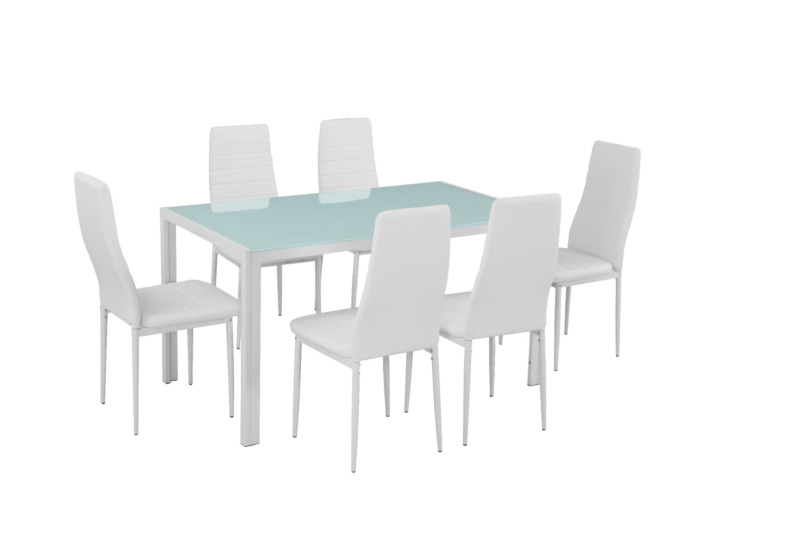 Set table à manger MIRO avec 6 chaises - Blanc