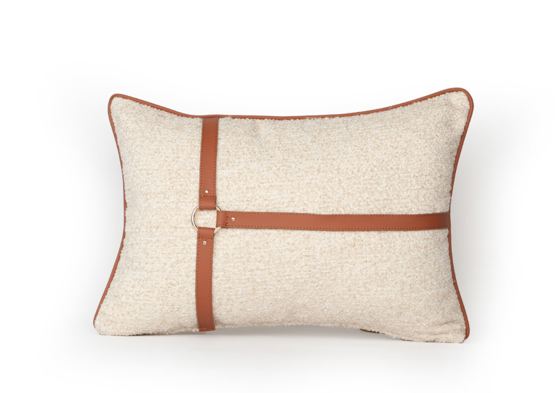 Coussin Bouclette Similicuir 50x10cm - Beige